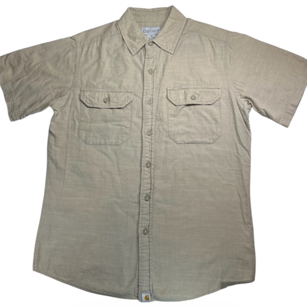 Carhartt Rugged Professional Series Button Down Shirt Men’s Med Short Sleeve Tan